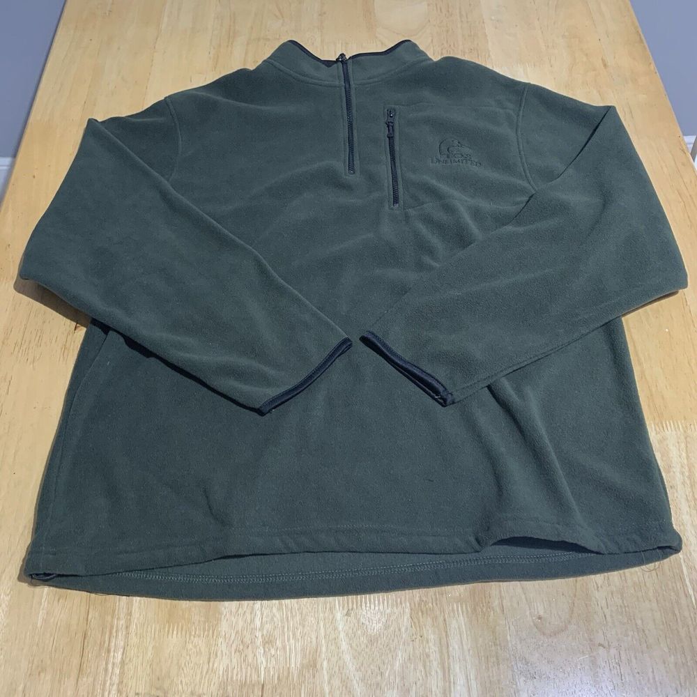 Ducks Unlimited Men's Fleece‎ Jacket SZ XL Green Full Zip Sweater Hunting Duck